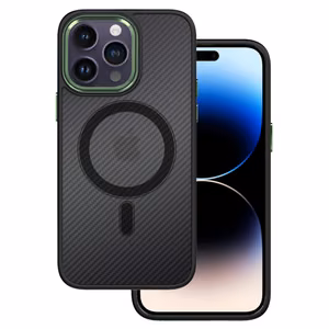 Tel Protect Magnetic Carbon Case for iPhone 15 Plus Black-green