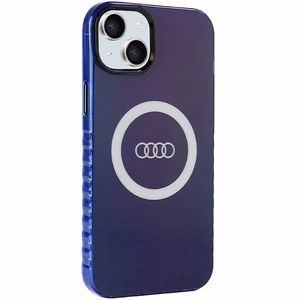 Audi IML Magnētiskais apvalks viedtālrunim iPhone 15 Plus/14 Plus ar lielu logotipu - zils