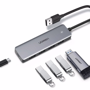 Ugreen Хаб USB-C 4-в-1 адаптер на 4x USB 3.0 + USB-C серый