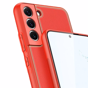 Dux Ducis Yolo elegants apvalks no ekoloģiskās ādas Samsung Galaxy S22 + (S22 Plus) sarkans