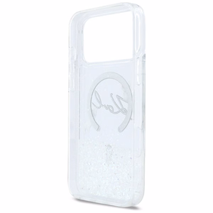 Karl Lagerfeld Liquid Glitter Karl Script Logo MagSafe Maciņš for iPhone 17 Pro Max - Clear