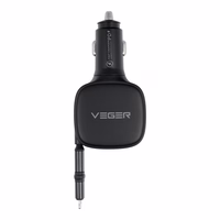VEGER automobiļa lādētājs ar USB-C kabeli (USB-C / Lightning) QC PD 84W CC89 melns