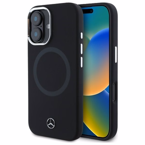 Mercedes MEHMP16S23SUTTK iPhone 16 6.1" melns/melns cietais apvalks Silikona Tonālais Logotips MagSafe