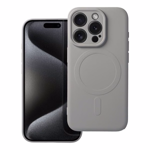 SILICONE MAG COVER viedtālruņa apvalks saderīgs ar MagSafe iPhone 15 Pro pelēks titāna