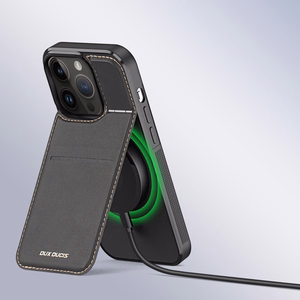 3in1 Maciņa apvalks ar statīvu iPhone 13 Pro MagSafe RFID Bloķētājs Dux Ducis Rafi Mag - melns