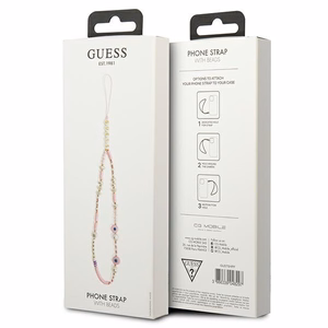 Guess Beads Shell GUSTSHPP plaukstas siksniņa tālrunim ar pērlītēm, rozā