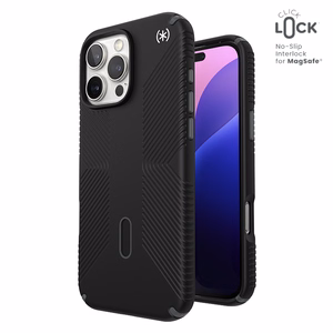 Speck Presidio2 Grip ClickLock & MagSafe vāciņš ierīcei iPhone 16 Pro Max, melns / slānekļpelēks / balts