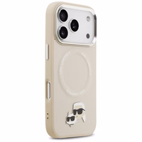 Karl Lagerfeld Karl & Choupette piespraužu magnētiskais viedtālruņa apvalks iPhone 17 Pro Max - bēšs