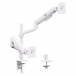 Ergo Office ER-692 W – divu monitoru turētājs ar gāzes atsperēm 17–32 collu ekrāniem, 1–10 kg uz katru, matēti balts