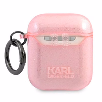 Karl Lagerfeld KLA2UKHGP AirPods apvalks rozā/rozā Glitter Karl's Head