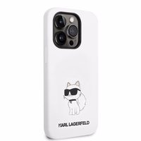 Karl Lagerfeld Silicone Choupette viedtālruņa apvalks iPhone 14 Pro Max - balts