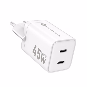 FORCELL F-ENERGY Mini GaN III VT-36B ceļojumu lādētājs ar 2 x Type C pieslēgvietām, PD QC4.0 45W balts