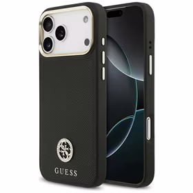 Guess Graudains Strass Logotips Magnētiskais viedtālruņa apvalks iPhone 17 Pro Max - melns