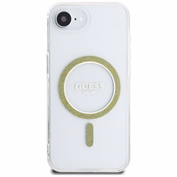 Guess IML Glitter Circle magnētiskais viedtālruņa apvalks iPhone 16e - caurspīdīgs