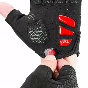 Rockbros S169BR riteņbraukšanas cimdi ar gela ieliktņiem, XL izmērs – melni un sarkani