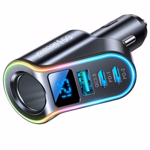 Automašīnas lādētājs Joyroom „JR-CL21" melns 150W (2xPD / 1xUSB / papildu ports / LED)