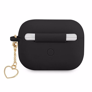 Guess GUAPLSCHSK AirPods Pro apvalks melns silikona Charm Heart kolekcija