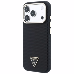 Guess Kevlar Triangle Logo MagSafe maciņš modelim iPhone 17 Pro / 18 Pro – krāsa: melna