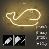 Neon LED Light WHALE warm white Bat + USB FLNE09 Forever Light