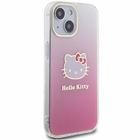 Hello Kitty IML Gradient Electrop Kitty Head viedtālruņa apvalks iPhone 15 - rozā