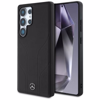 Mercedes Ādas Iespiestas līnijas Magnētiskais apvalks Samsung Galaxy S25 Ultra - melns