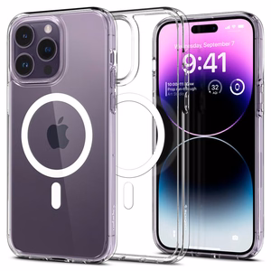Spigen Ultra Hybrid Magnētiskais apvalks ar MagSafe iPhone 14 Pro - caurspīdīgs/balts