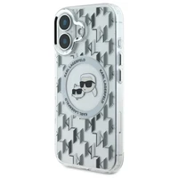 Karl Lagerfeld IML Monogram Karl & Choupette Head Magnētiskais viedtālruņa apvalks iPhone 16 - caurspīdīgs