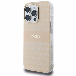 DKNY Atkārtots tekstūras raksts un svītra magnētiskais iPhone 16 Pro viedtālruņa apvalks - rozā