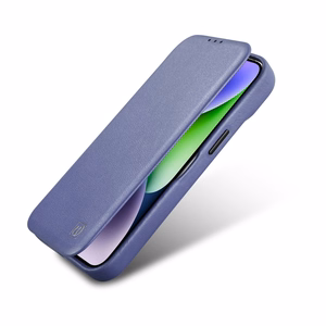 iCarer CE Premium ādas folio viedtālruņa apvalks iPhone 14 Pro Max magnētiskais atveramais ādas folio apvalks MagSafe gaiši violeta