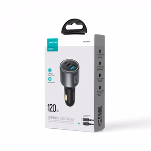 Automašīnas lādētājs Joyroom JR-CCN07, pelēks, 100W (2xPD / 1xQC3.0) + Type-C / Type-C 100 cm kabelis