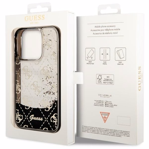 Guess GUHCP14LLC4PSGK iPhone 14 Pro 6.1" melns cietais viedtālruņa apvalks ar šķidro spīdumu 4G daļēji caurspīdīgs