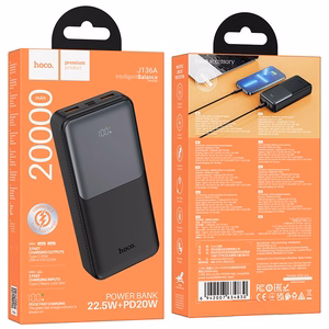 Ārējā baterija Power Bank Hoco J136A 22.5W+PD20W 20000mAh melna