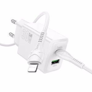 Phone charger Hoco USB A + USB C QC3.0 PD AFC 3A 30W + cable USB C to USB C N71 white