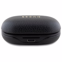 Guess Bluetooth austiņas GUTWSPGTSPSK TWS + dokstacija melnas/melnas graudains klasiskais logotips