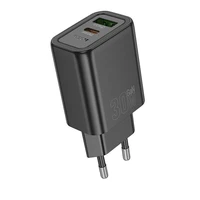 Lādētājs viedtālrunim Hoco USB A + USB C QC3.0 PD 3A 30W N63 melns
