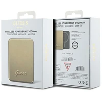 Magnētiskā indukcijas uzlādes ierīce Guess MagSafe Metal Script Logo 5W 3000mAh (zelta)
