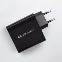Qoltec 52381 Super Quick PD charger | 1xUSB-C | 1xUSB| 90W | 5-20V | 2.4-4.35A | melns