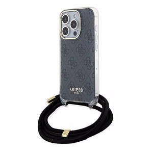 Guess Crossbody Cord 4G Print viedtālruņa apvalks iPhone 15 Pro – melns