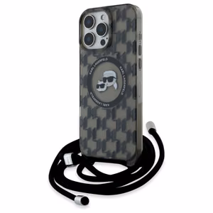 Karl Lagerfeld IML Crossbody Monogramma Karl & Choupette Head Magnētiskais Viedtālruņa apvalks iPhone 16 Pro Max - Melns