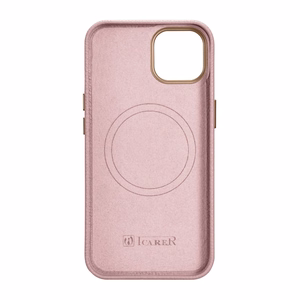 iCarer Litchi Premium ādas viedtālruņa apvalks iPhone 14 Plus Magnētiskais ādas apvalks ar MagSafe Rozā (WMI14220711-PK)
