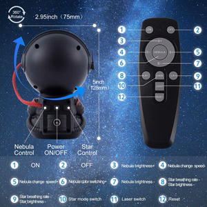 LED 3D galaktikas un zvaigžņu projektors Reach Mini Astronaut melns
