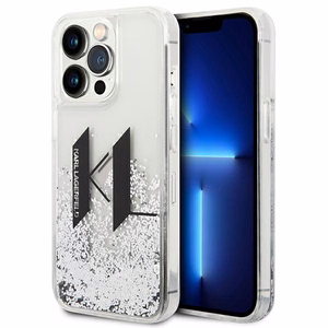 Karl Lagerfeld Liquid Glitter Big KL viedtālruņa apvalks iPhone 14 Pro - sudraba