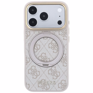 Guess Ring Stand 360 4G Classic Logo MagSafe maciņš, paredzēts iPhone 17 Pro Max / 18 Pro Max, rozā