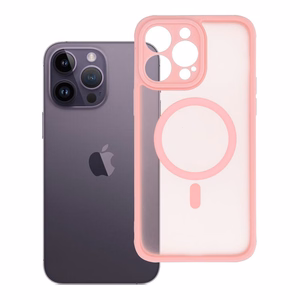 FULL MATTE MAG COVER magnētiskais viedtālruņa apvalks, saderīgs ar MagSafe, paredzēts IPHONE 14 Pro Max, gaiši rozā
