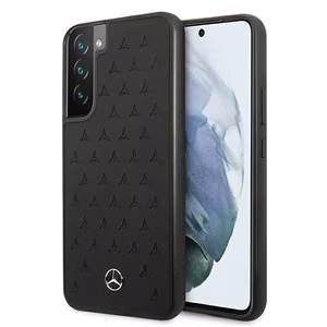 Mercedes ādas Stars Pattern viedtālruņa apvalks Samsung Galaxy S22+ - melns