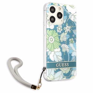 Guess GUHCP13XHFLSN iPhone 13 Pro Max 6.7" zaļš cietais viedtālruņa apvalks ar ziedu siksniņu