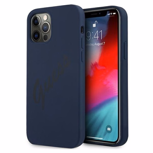Guess GUHCP12MLSVSBL iPhone 12/12 Pro 6.1" zils/zils cietais apvalks Script Vintage