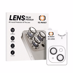 Закалённое стекло Tel Protect 3D Lens на камеру для Iphone 14/14 Plus/16E/17E прозрачный (2 шт. на объектив)