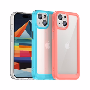 iPhone 15 Plus Outer Space pastiprināts viedtālruņa apvalks ar elastīgu rāmi - zils