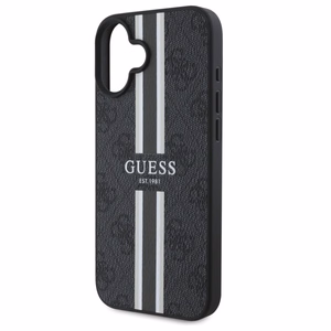 Guess 4G Printed Stripes Magnētiskais viedtālruņa apvalks iPhone 16 - melns